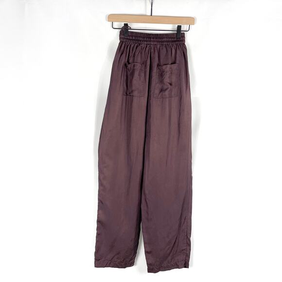 Silk Laundry Slouch Pull On Pants Brown Silk Elastic Waist Pleated‎ Ankle Sz XS - Picture 11 of 13